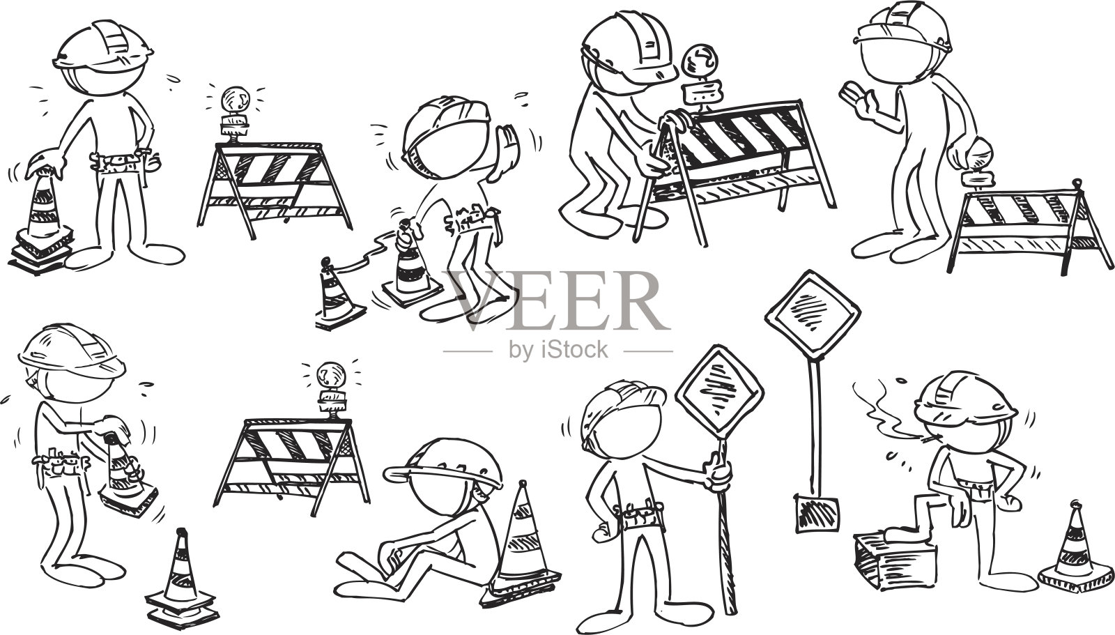 不知名的街道工人插画图片素材