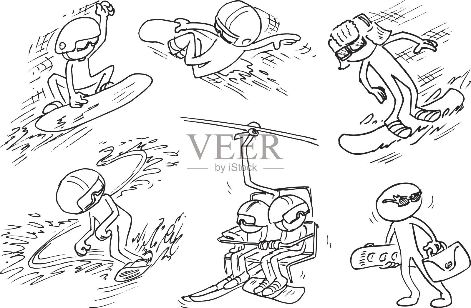 冰上滑板插画图片素材