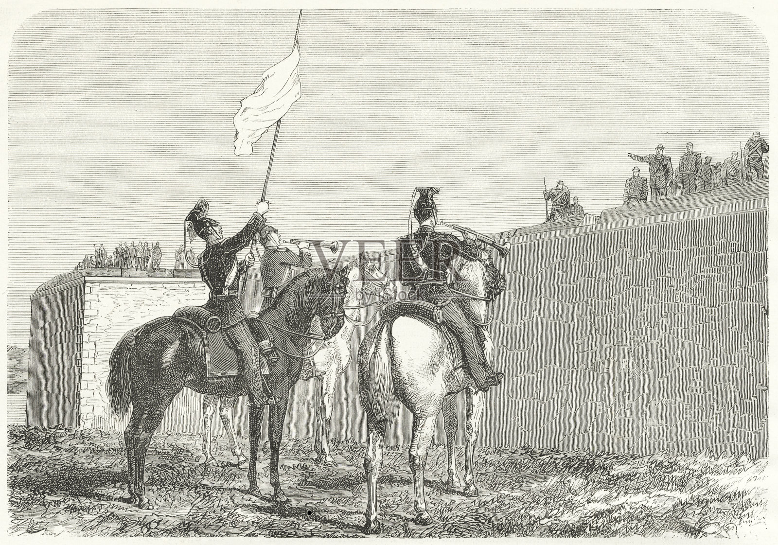 德法战争:谈判插画图片素材