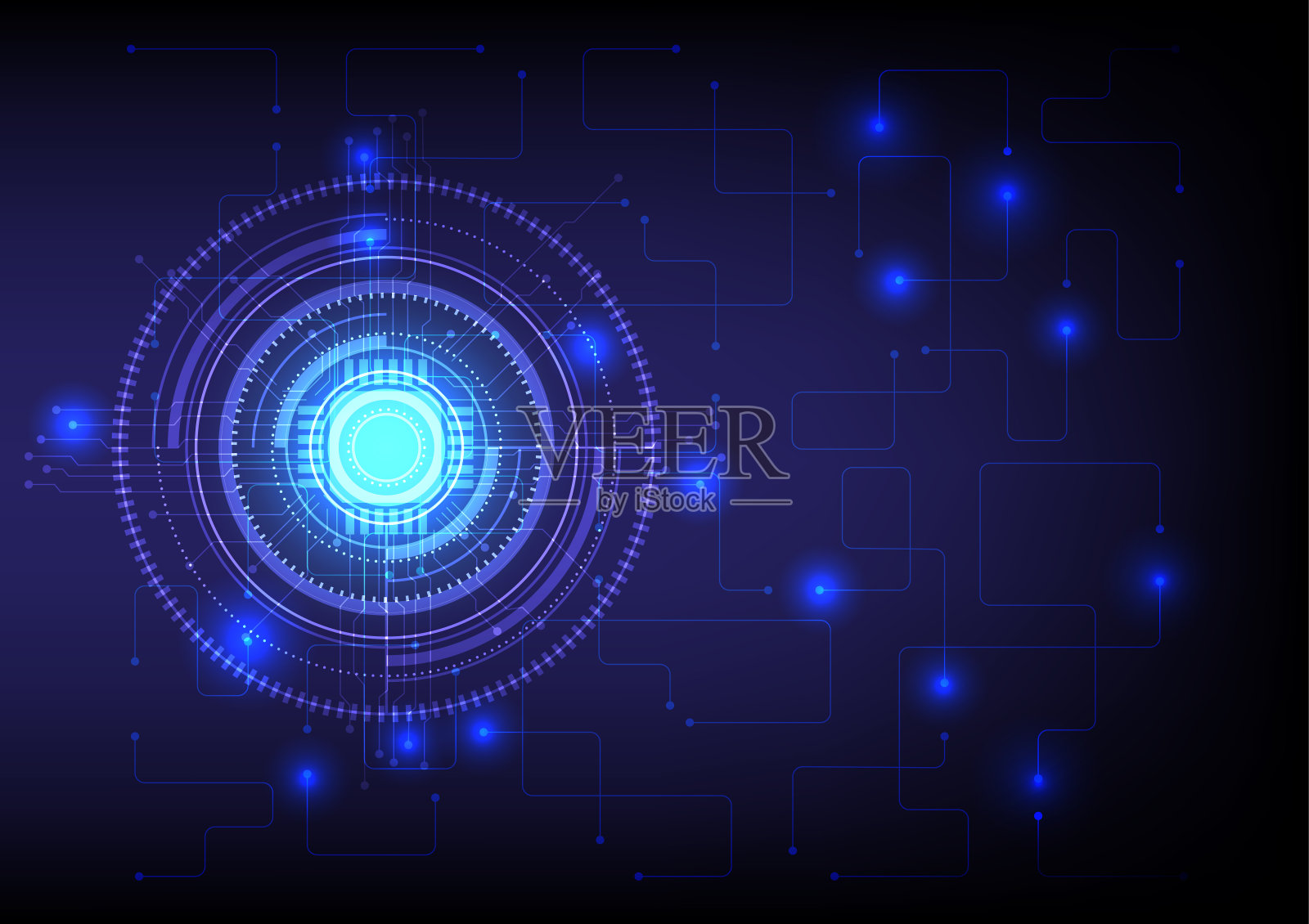 电路上的技术轮插画图片素材