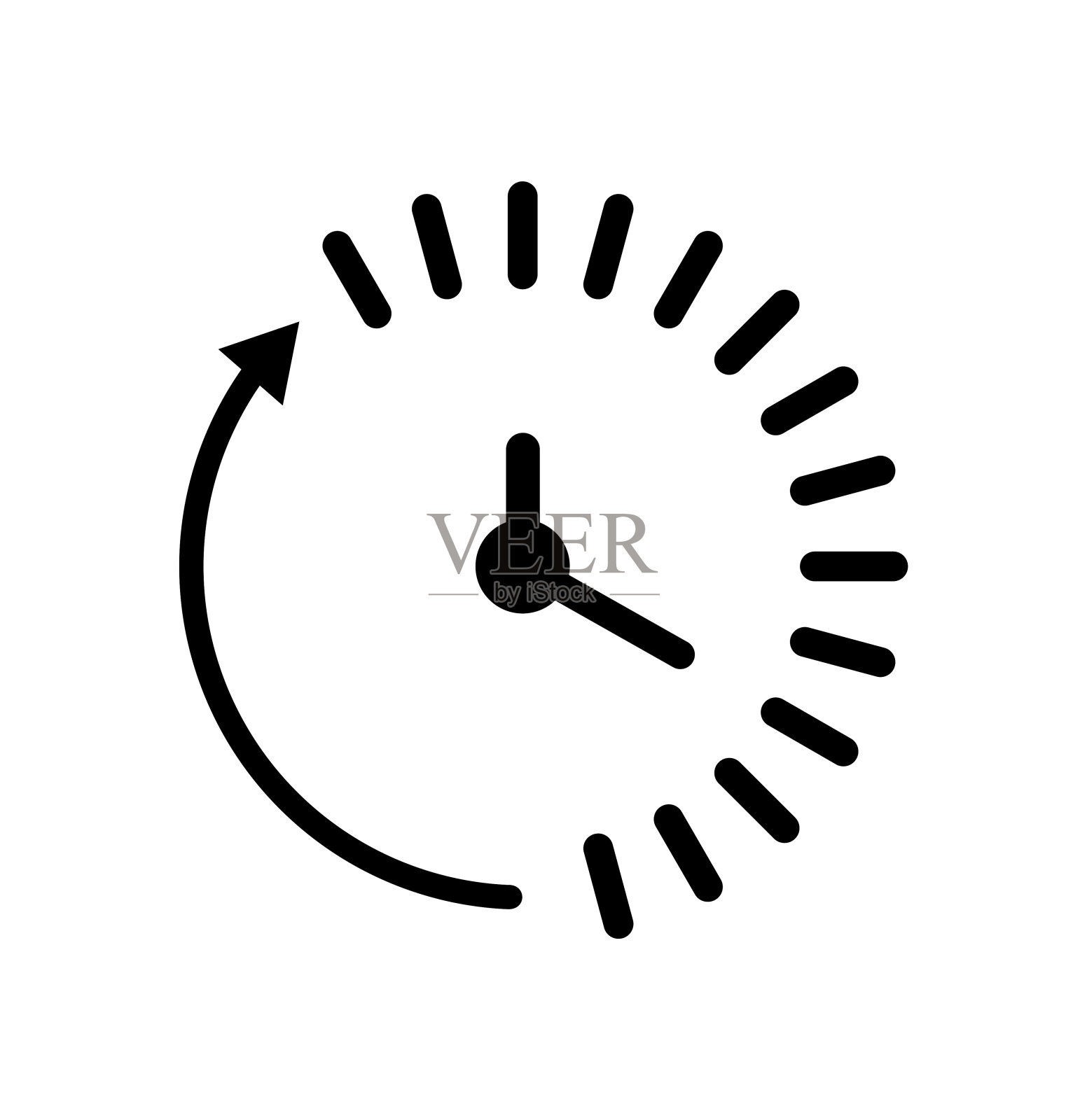 矢量插图时钟倒计时图标在白色背景上的平面风格插画图片素材