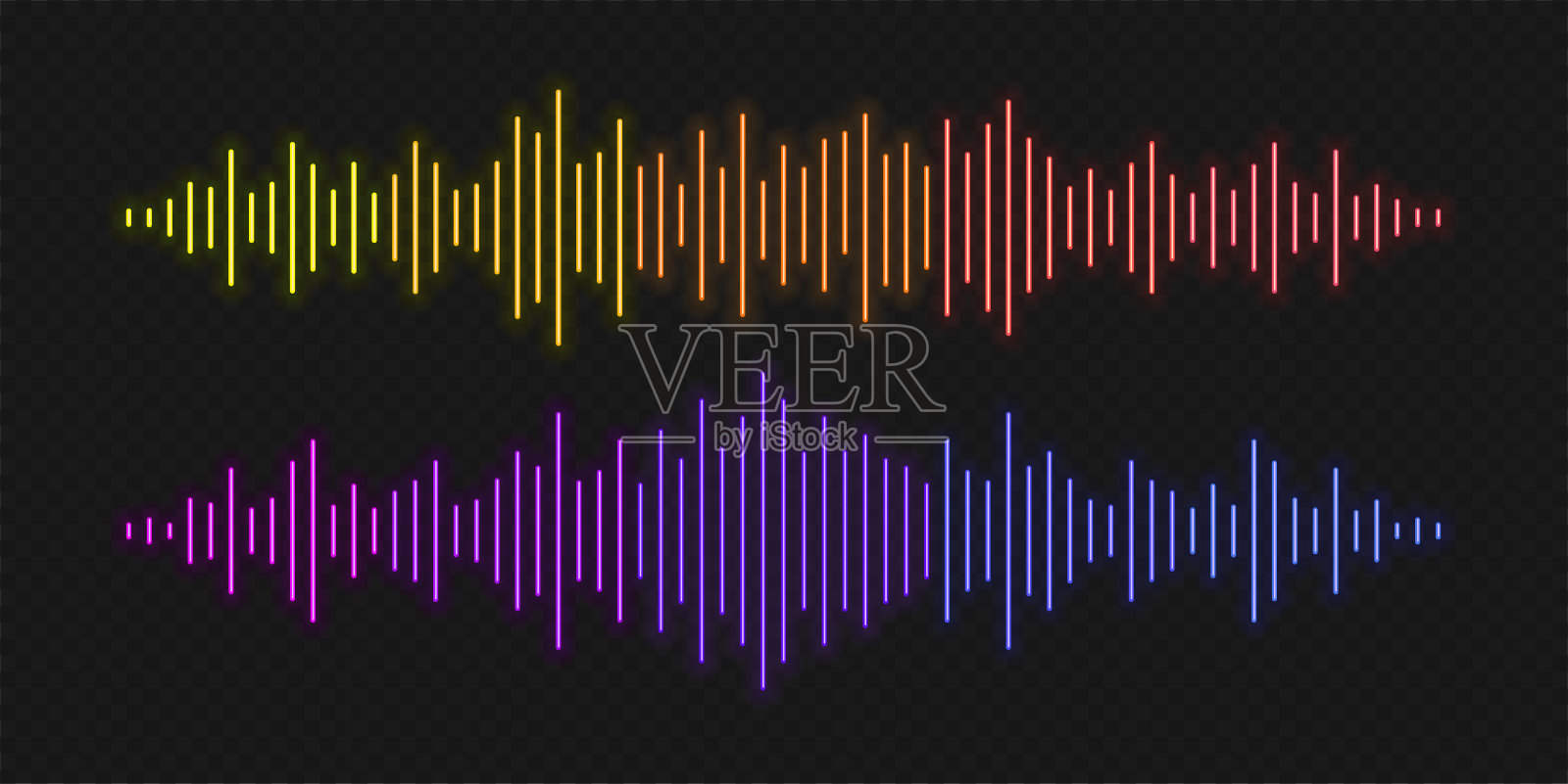 声波霓虹灯节奏与声音模仿，声音识别概念。插画图片素材