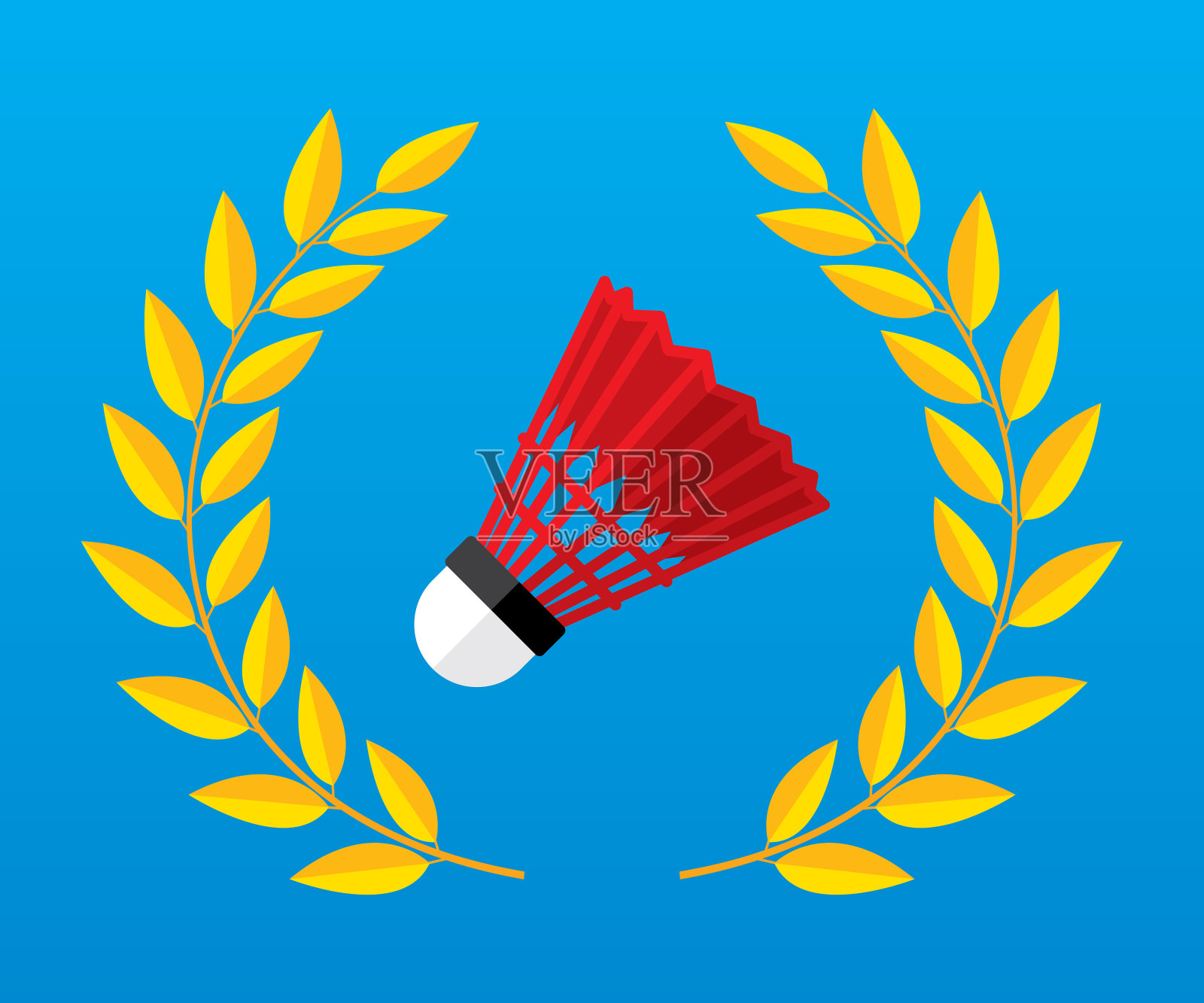 羽毛球月桂树图标（扁平风格）插画图片素材