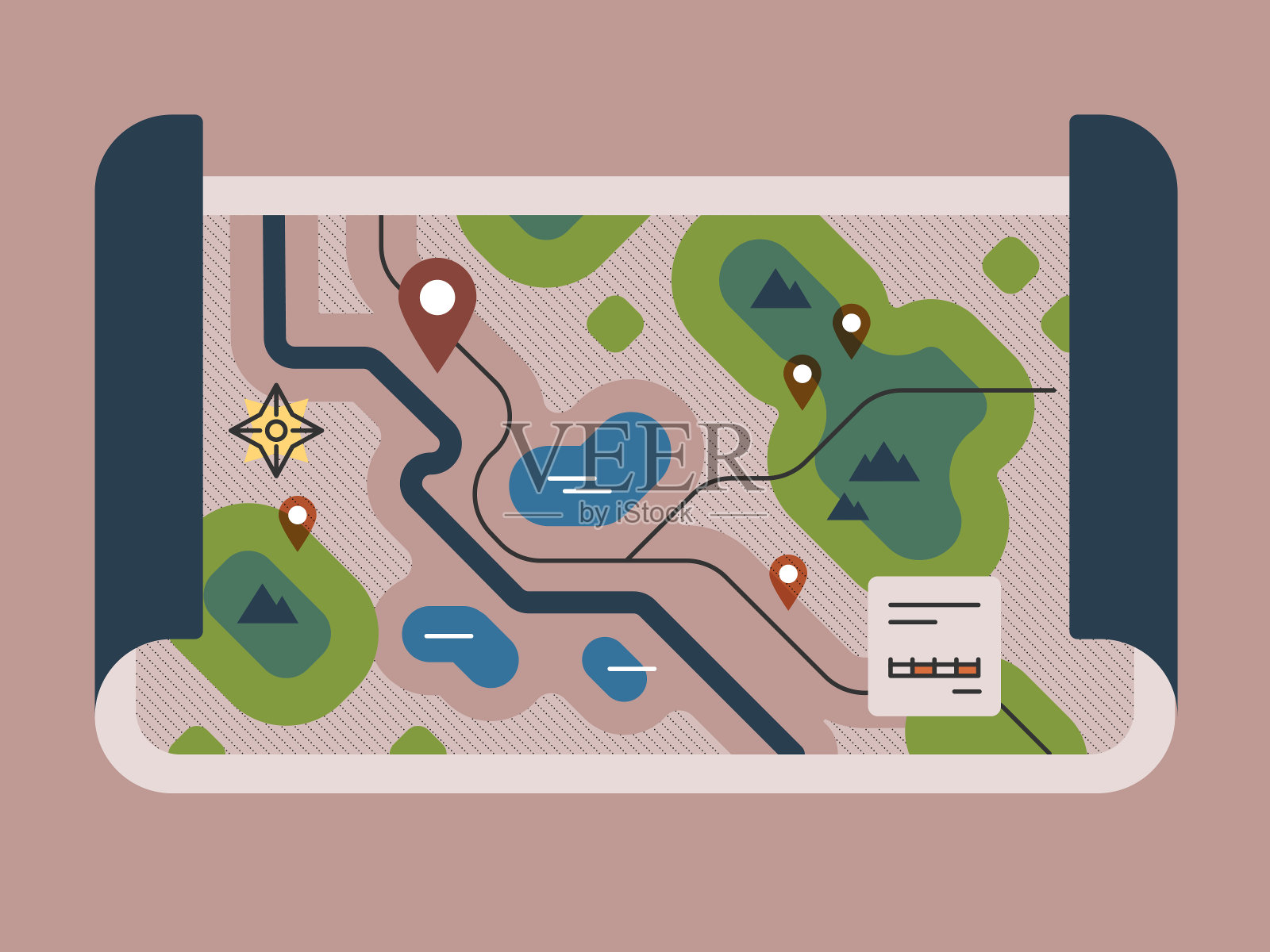 徒步旅行地图插画图片素材