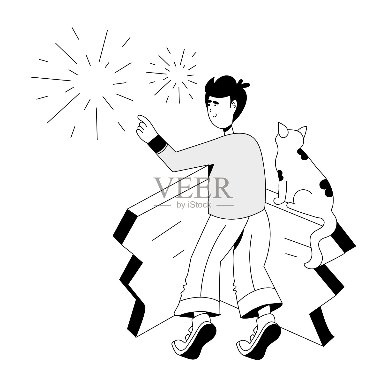 看烟花插画图片素材