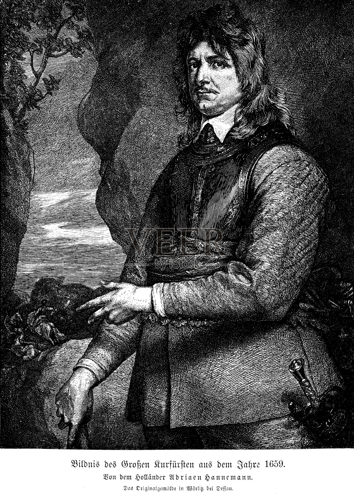 1659年，勃兰登堡-普鲁士选帝侯弗里德里希·威廉的昵称插画图片素材