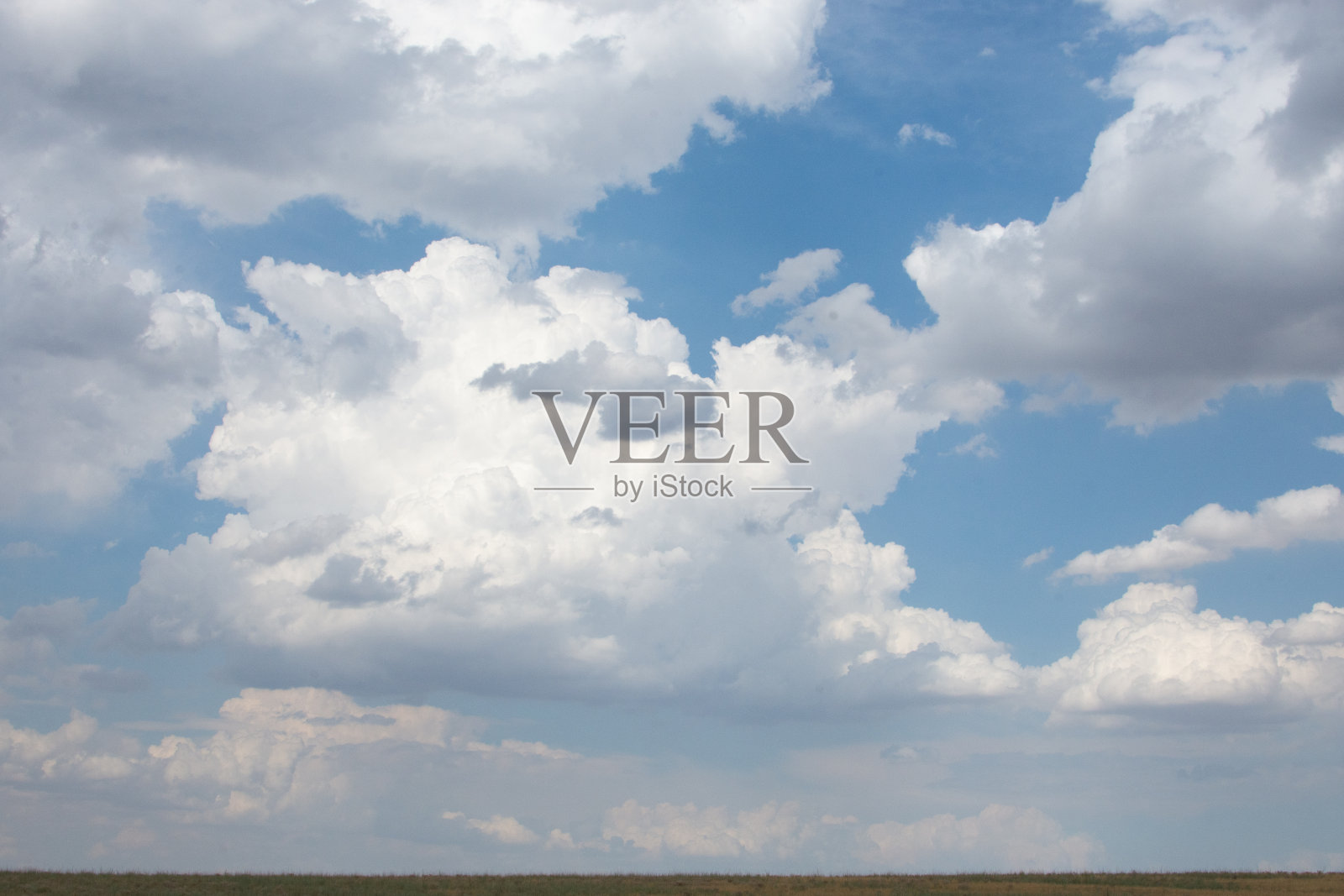 草原和地平线，蓝天和白云照片摄影图片