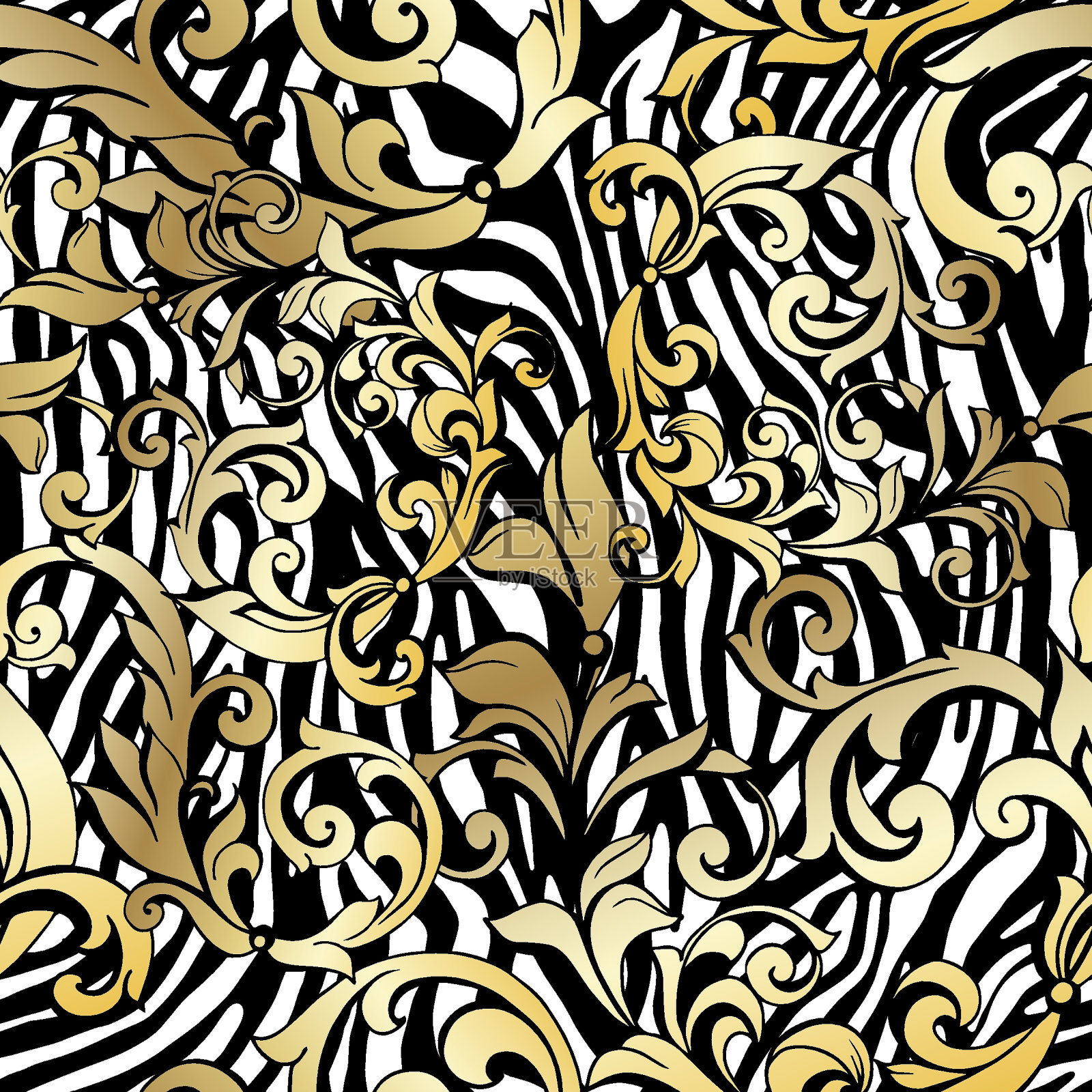 矢量大马士革复古巴洛克式装饰插画图片素材