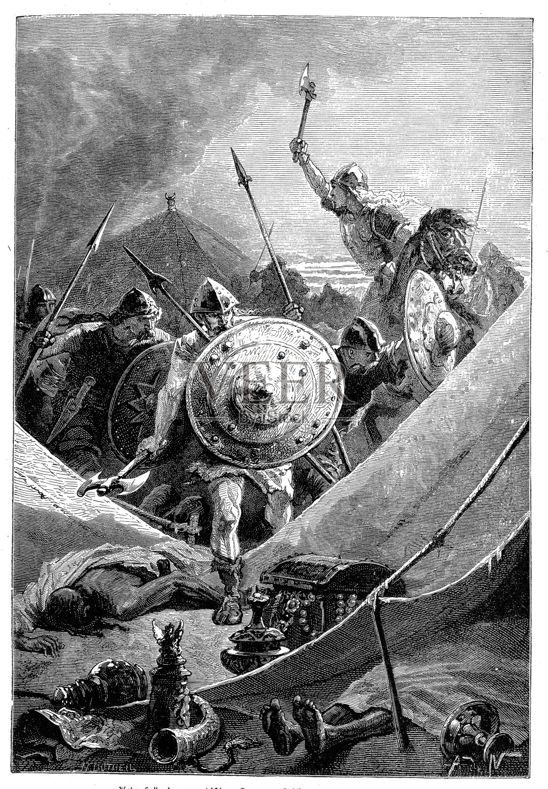 Roncevaux山口战役插画图片素材