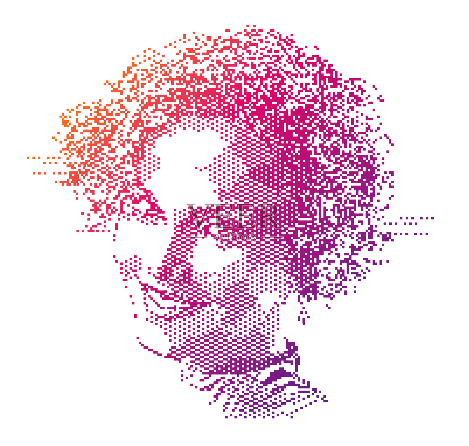 面部识别扫描与故障技术插画图片素材