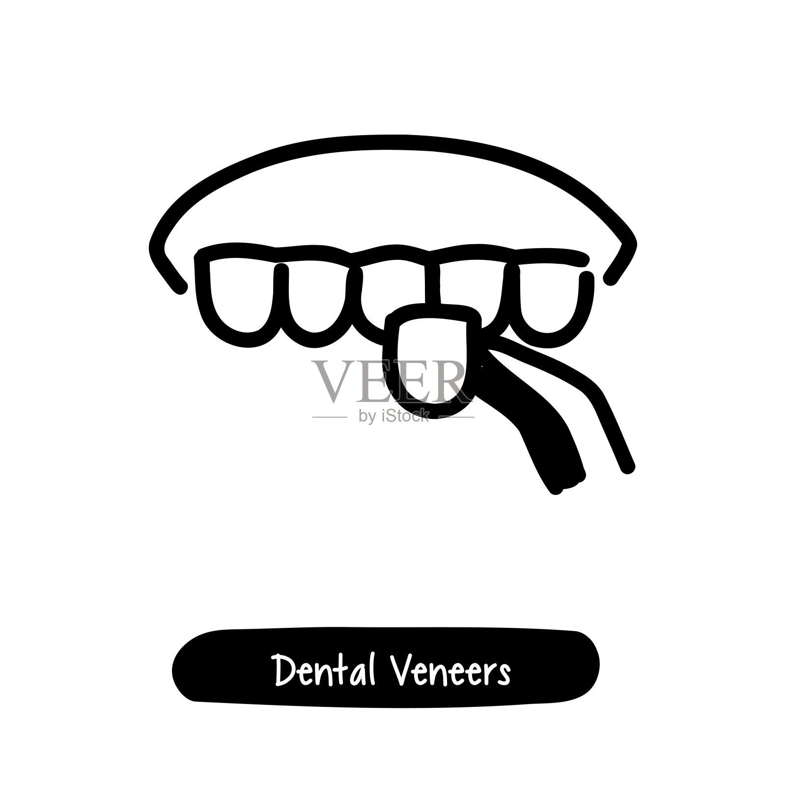 牙齿镶嵌图标。潮流风格矢量插图符号插画图片素材