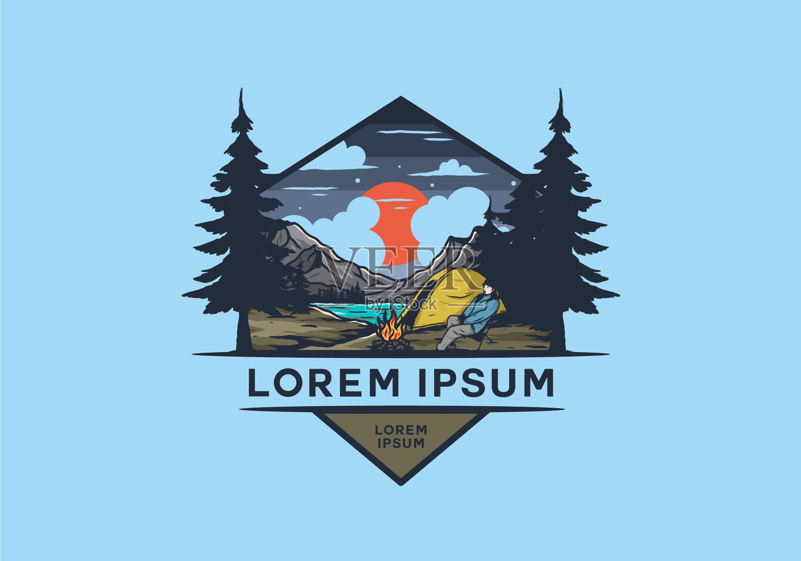 夜营独画插画图片素材