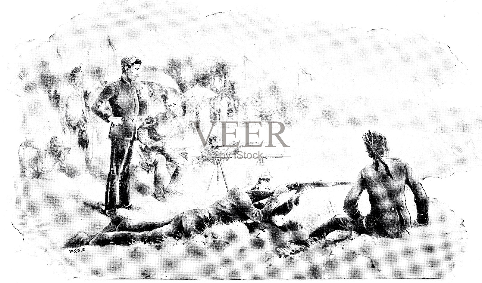 枪法:比斯利台球射击插画图片素材