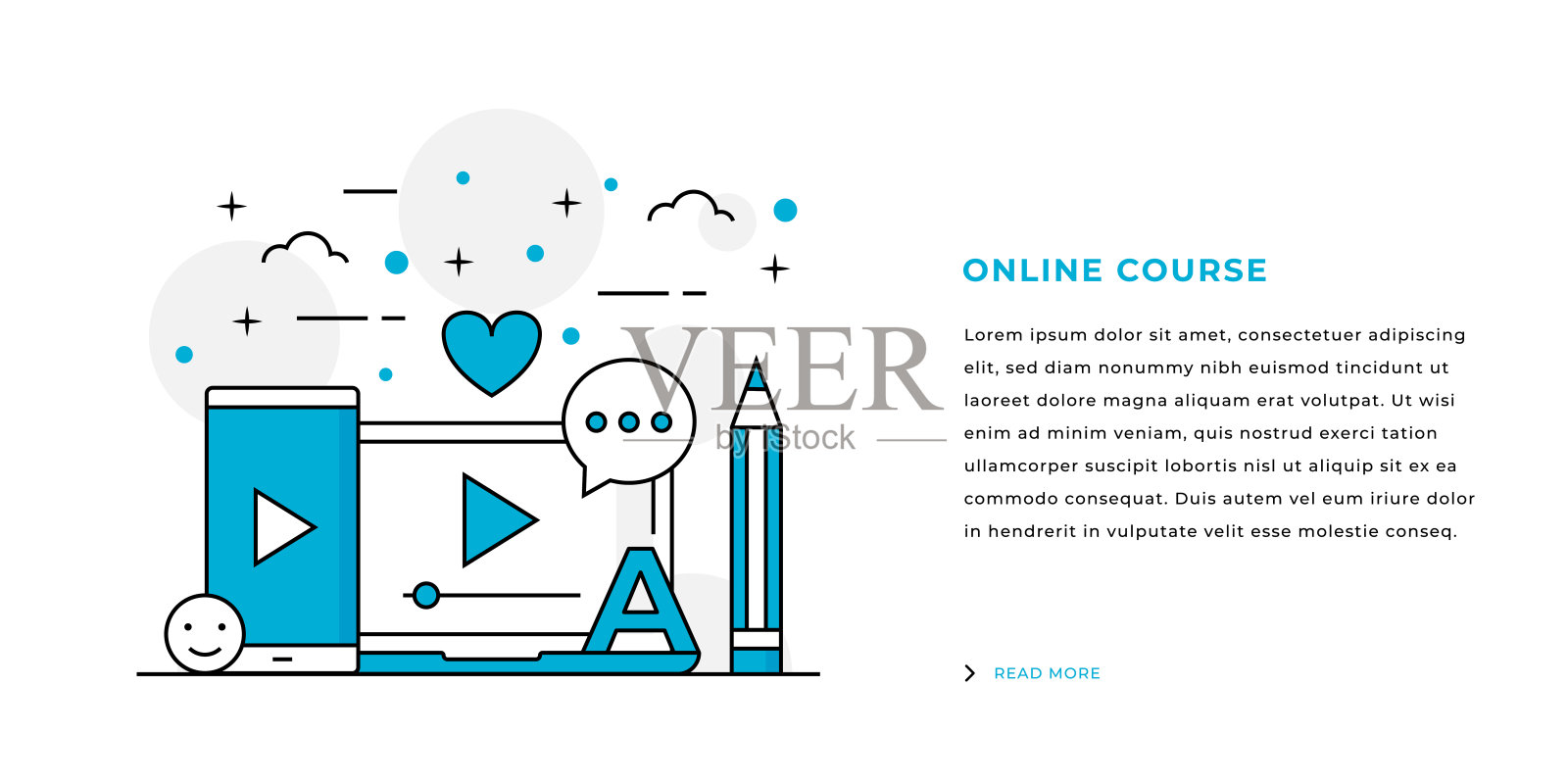 在线课程概念网页横幅设计插画图片素材