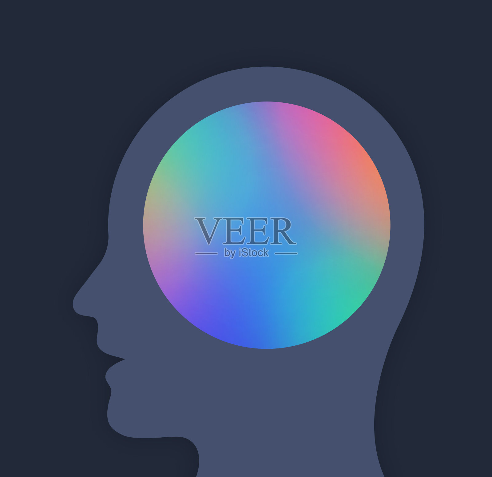 人物创意心理健康渐变头部设计元素插画图片素材