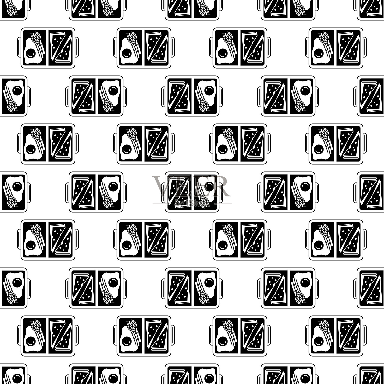 鸡蛋饭盒图案无缝插画图片素材