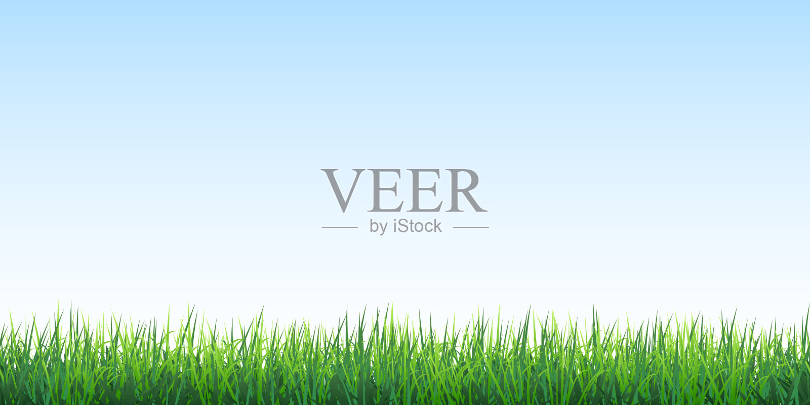 绿色的草在蓝天无缝的背景插画图片素材