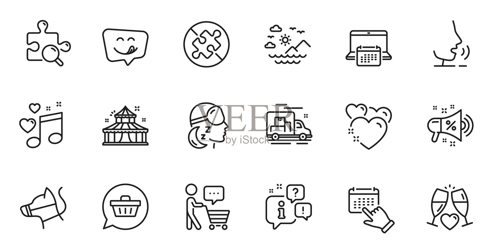 销售扩音器的大纲集失眠和马戏图标素材