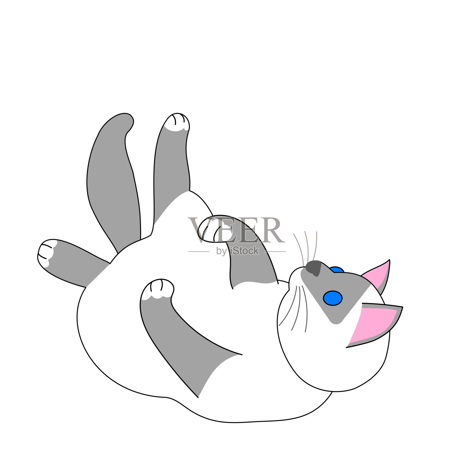 伯曼猫躺在白色背景插画图片素材