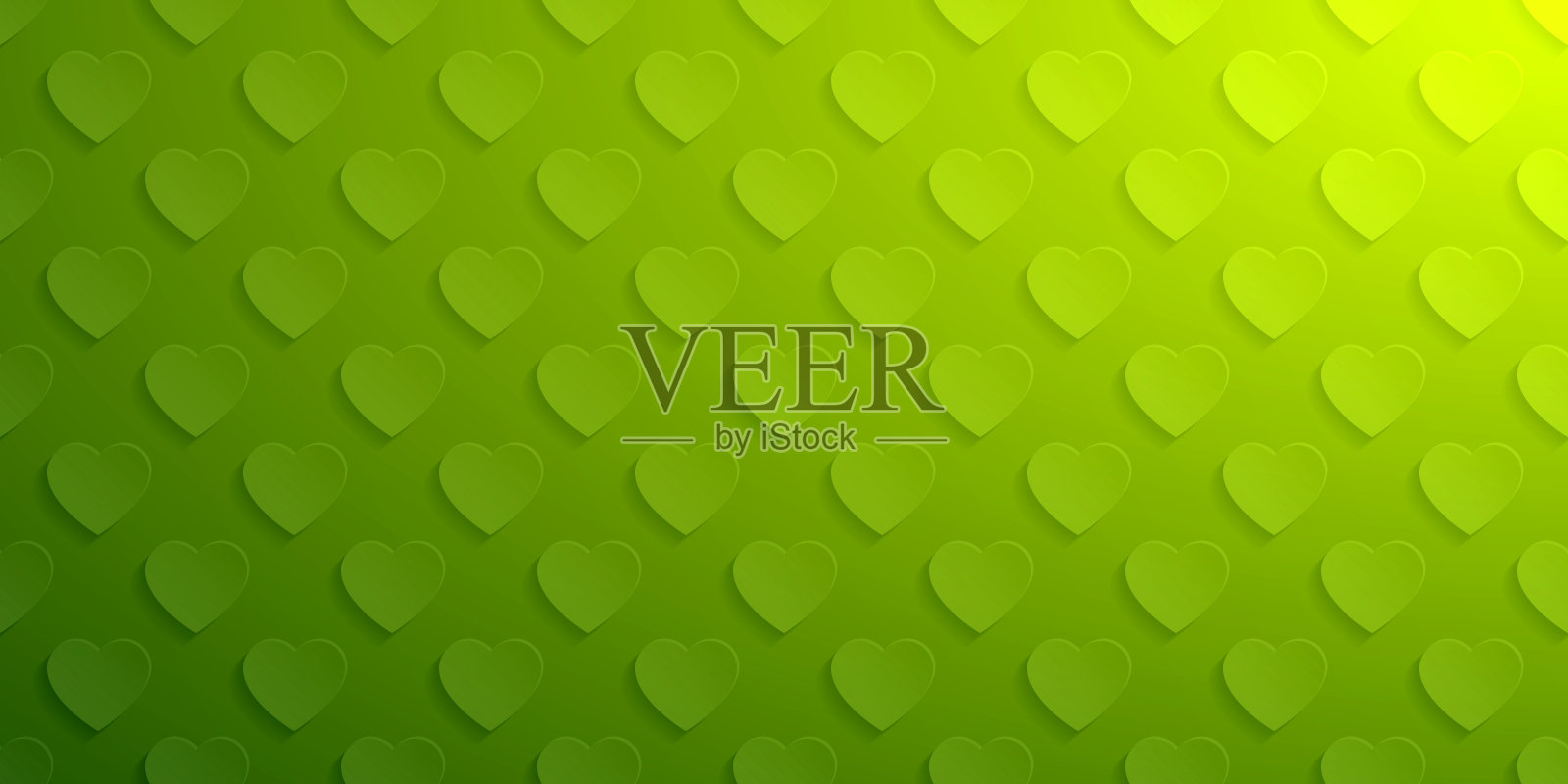 抽象绿色背景-心形图案插画图片素材