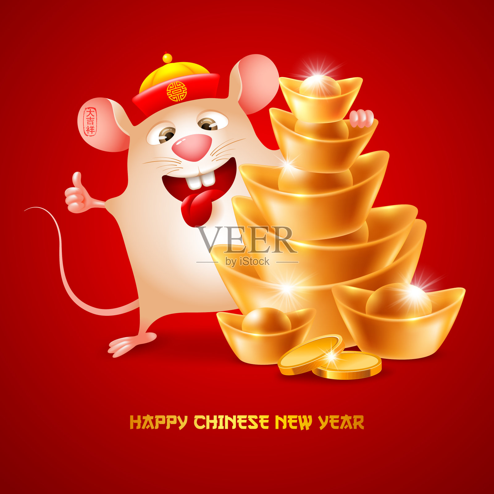 中国新年鼠插画图片素材