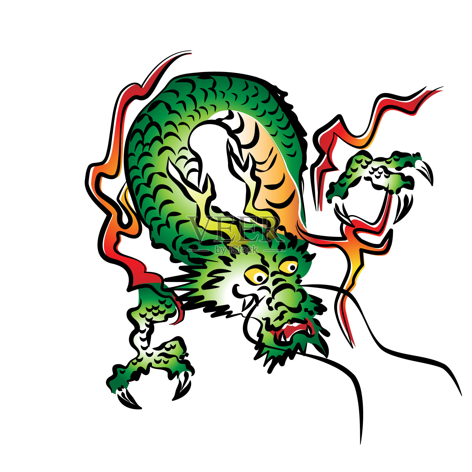龙年的绿龙，矢量插图插画图片素材