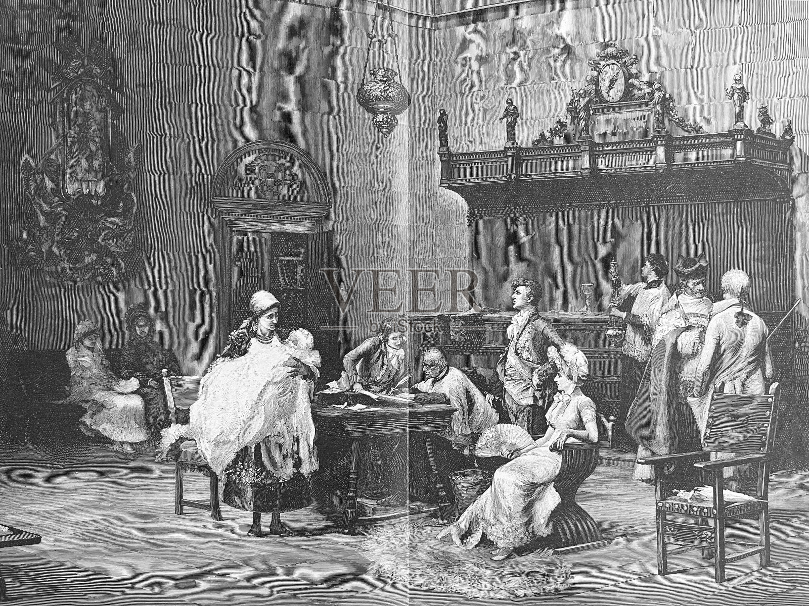 西班牙的洗礼插画图片素材