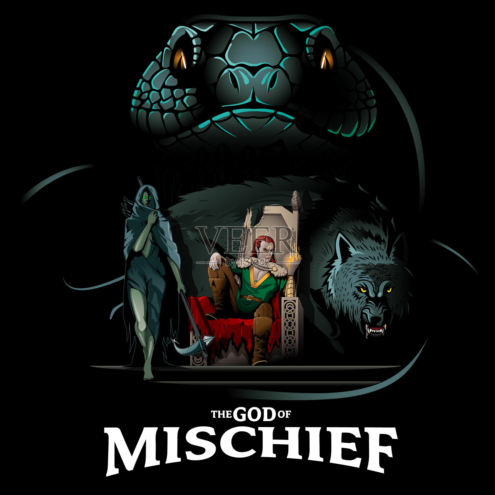 恶作剧之神和他的孩子们插画图片素材