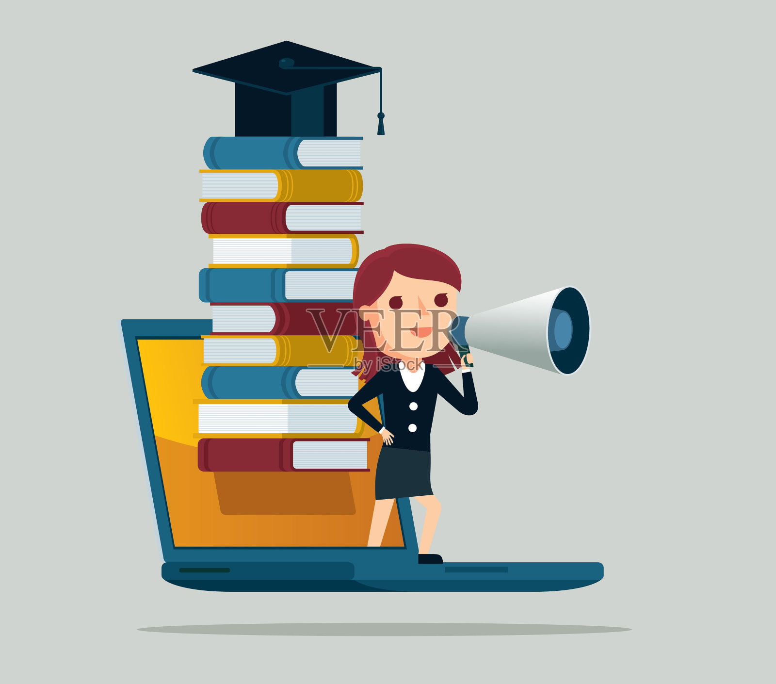 在线教育-女商人插画图片素材