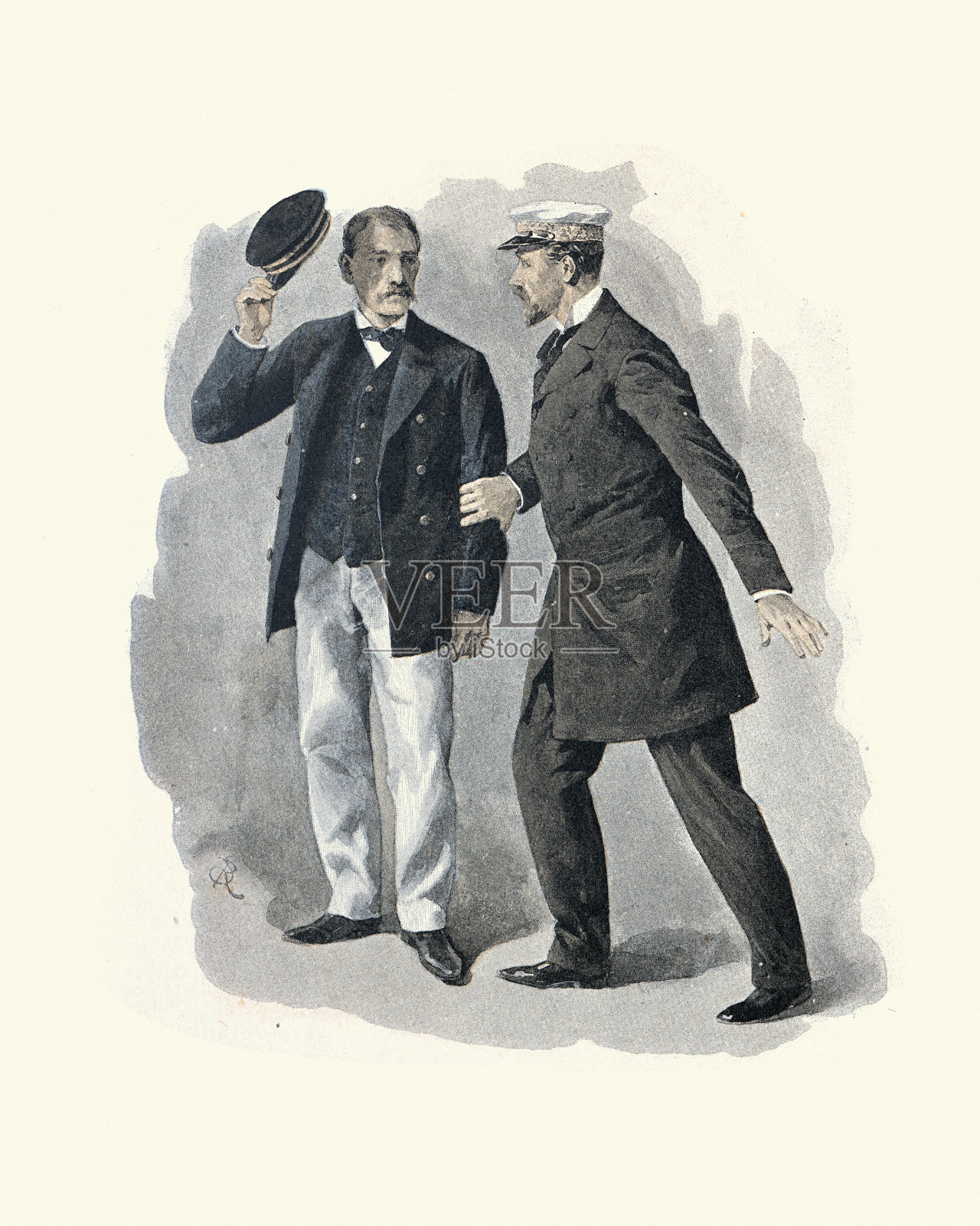 向船长致敬的人，维多利亚插画图片素材