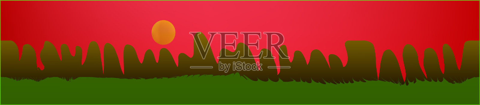 红色的天空和山脉景观插画图片素材