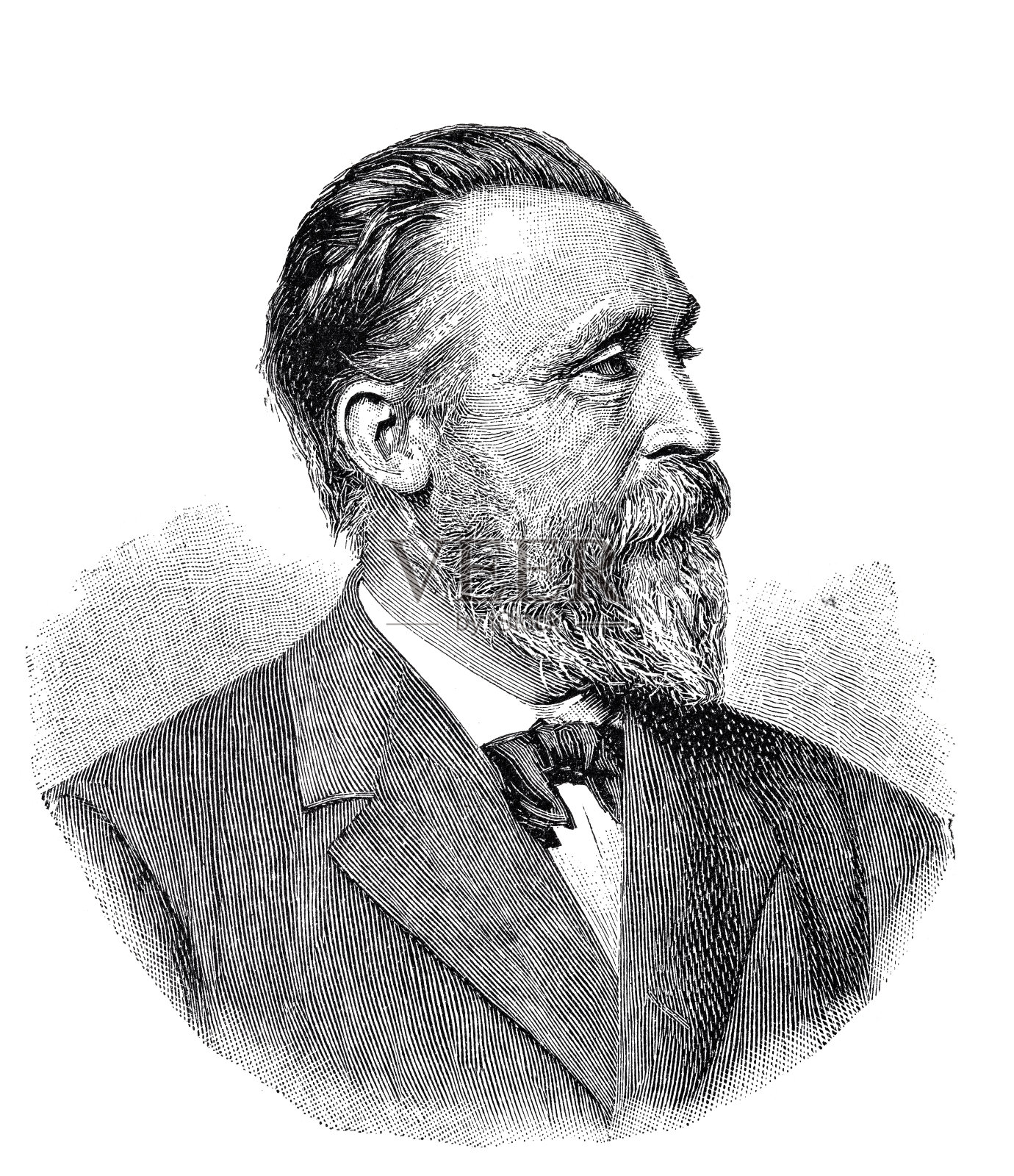 恩斯特·海因里希·威廉·斯蒂芬，德国邮政局长插画图片素材