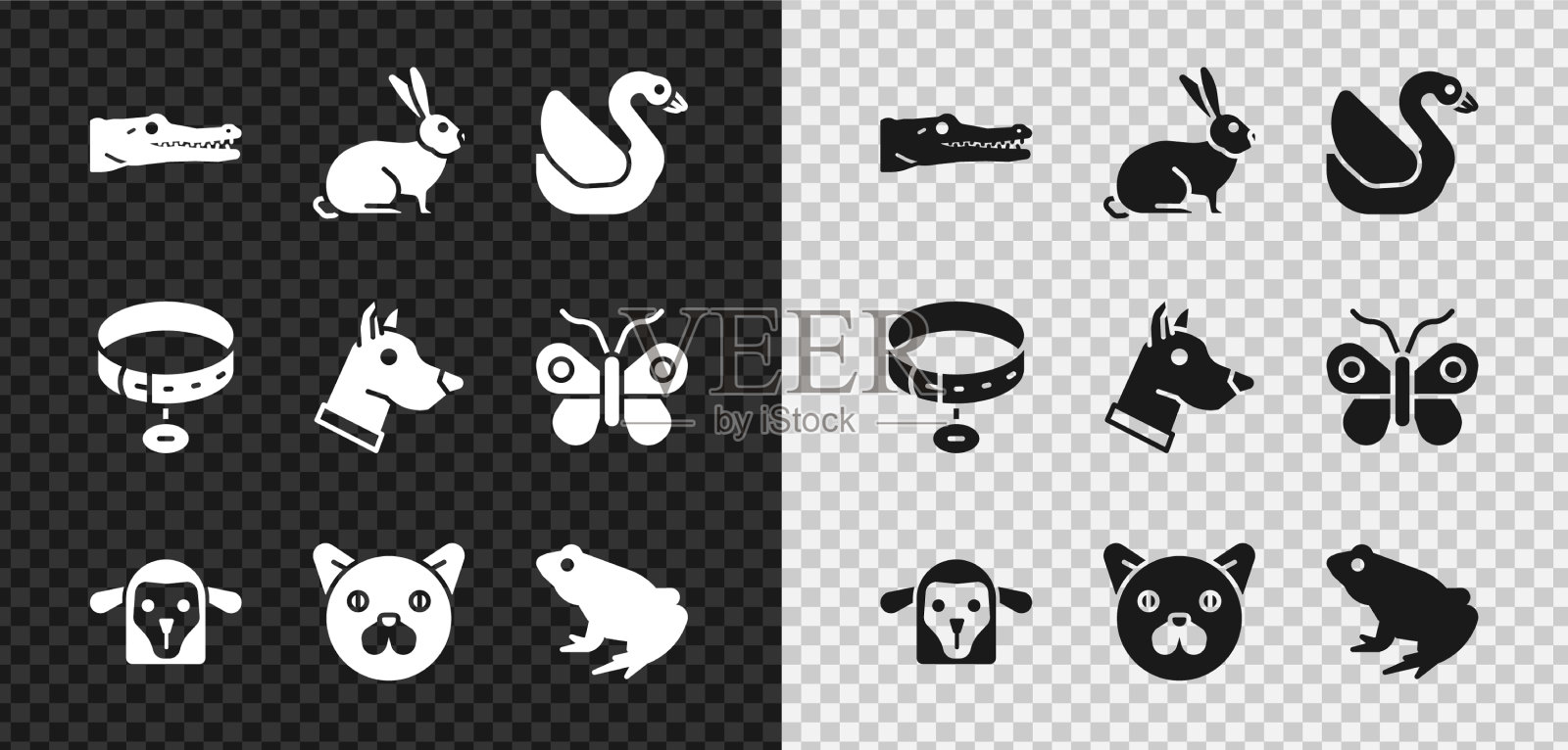 集鳄鱼、兔子、天鹅、鸟、羊头猫于一身图标素材