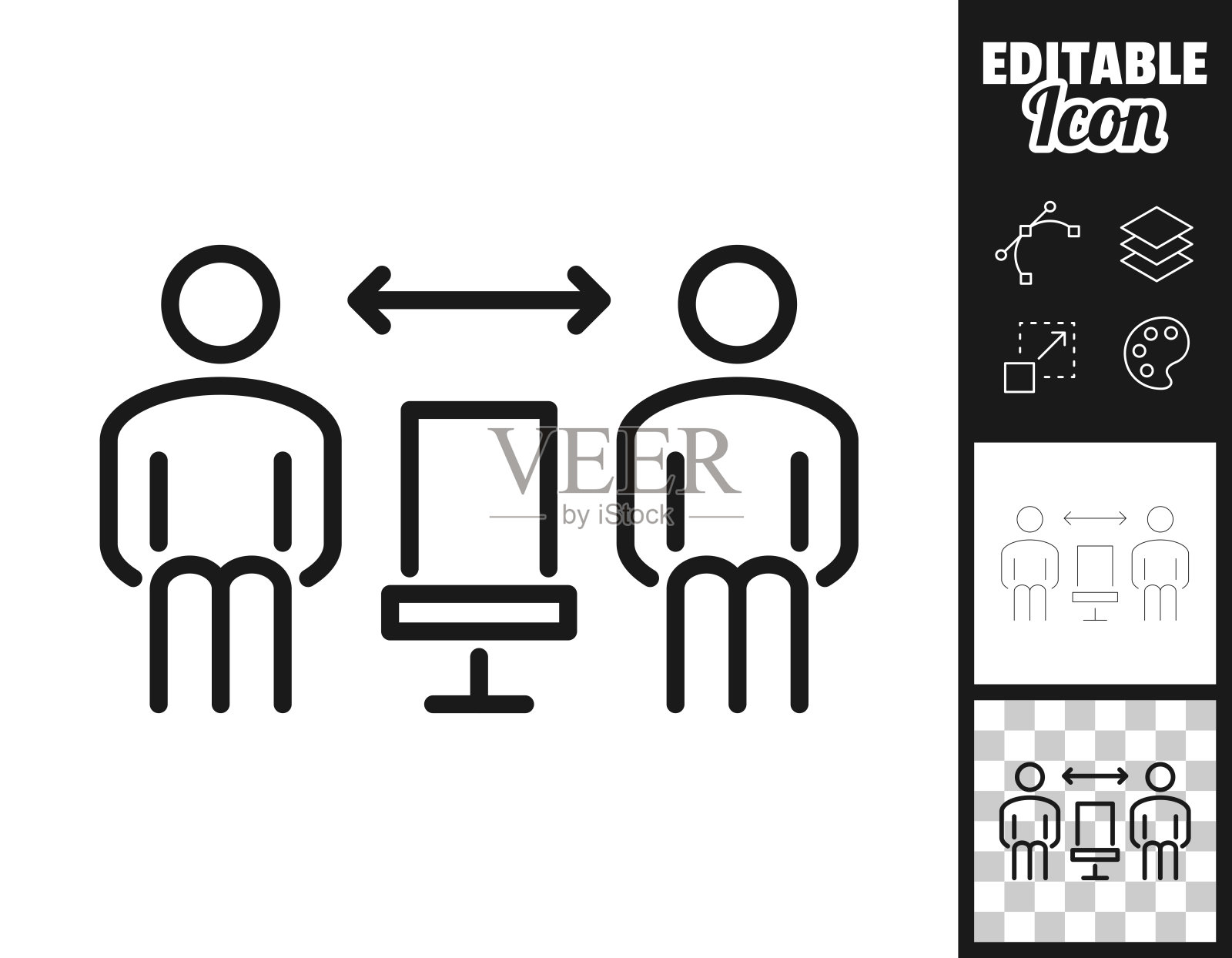 保持社交距离——人们坐着。图标设计。容易编辑插画图片素材