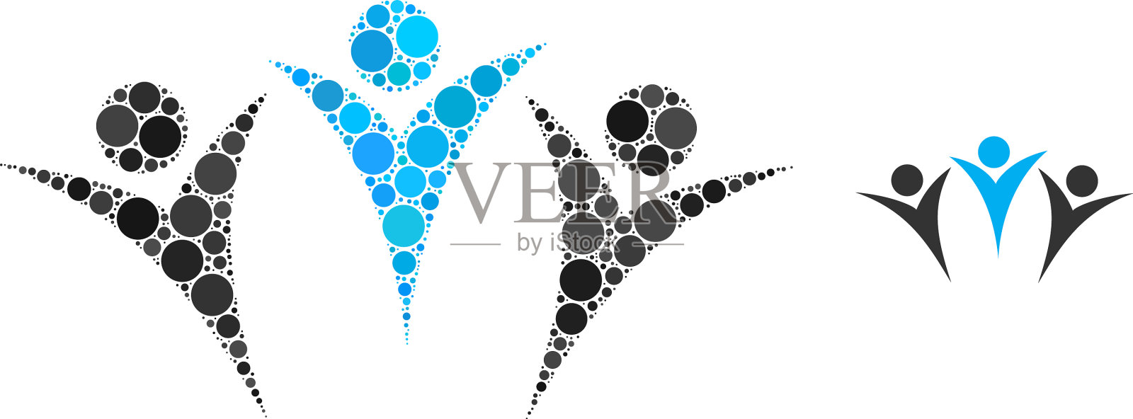 朋友们拼贴点点插画图片素材