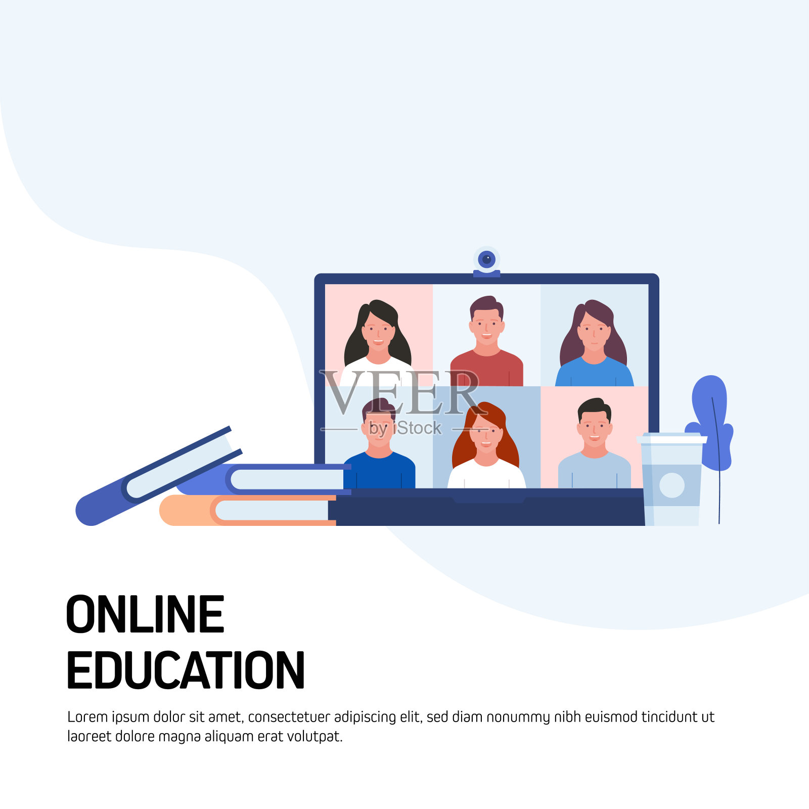 在线教育、电子学习、远程教育、网站横幅、广告和营销材料、在线广告、商业演示等概念矢量插图。插画图片素材