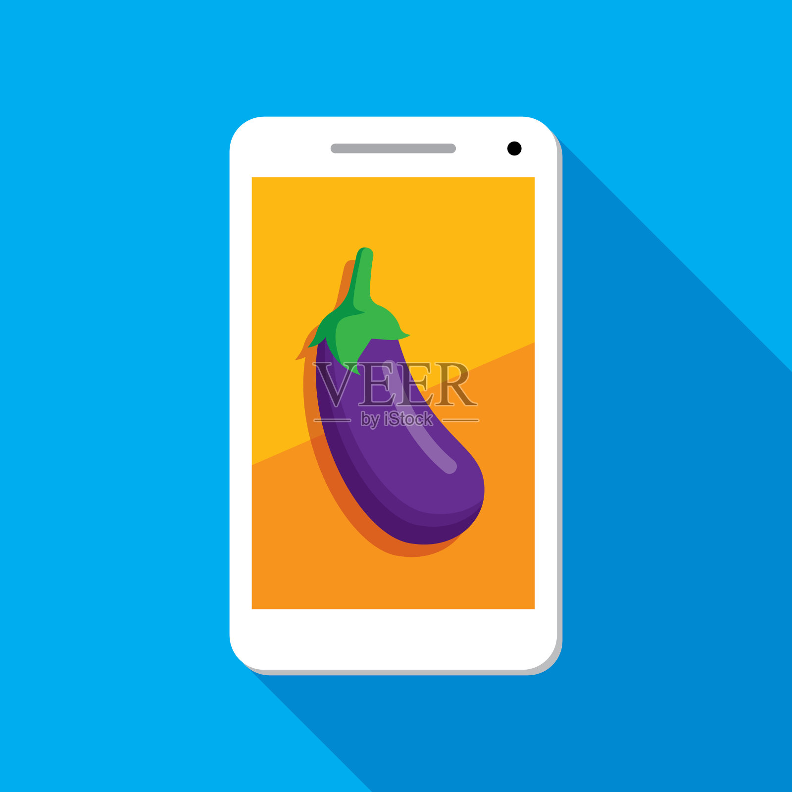 茄子智能手机图标扁平插画图片素材