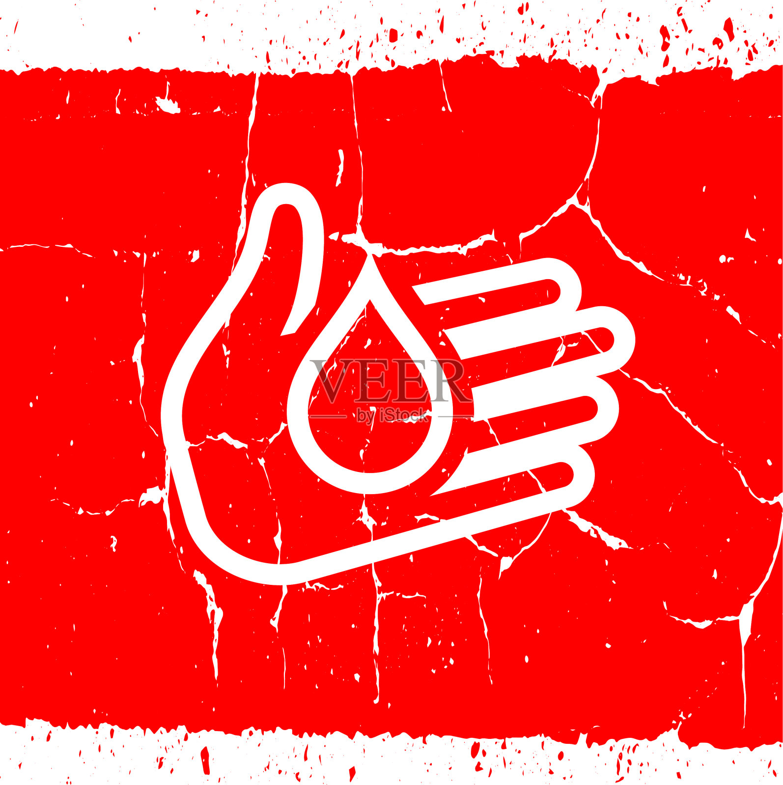 手握水滴插画图片素材