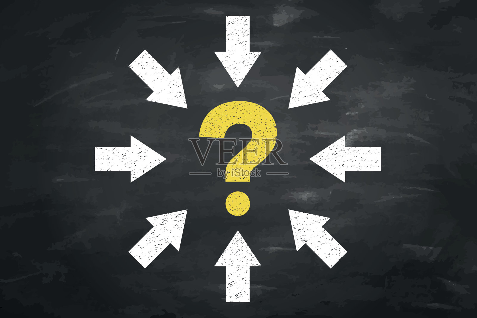 黑板背景上的黄色问题标记说明和常见问题解答的复制空间插画图片素材