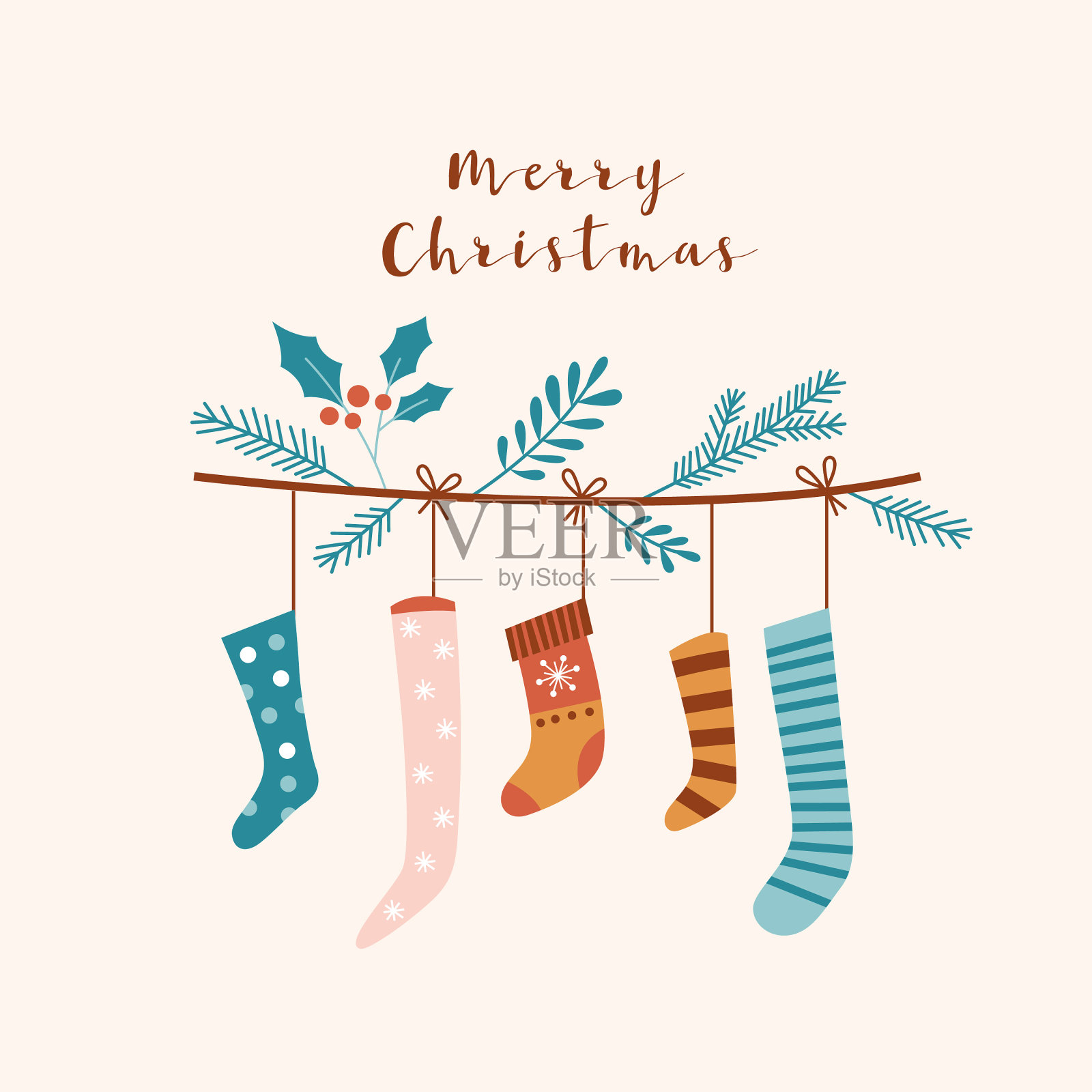 贺卡圣诞袜插画图片素材