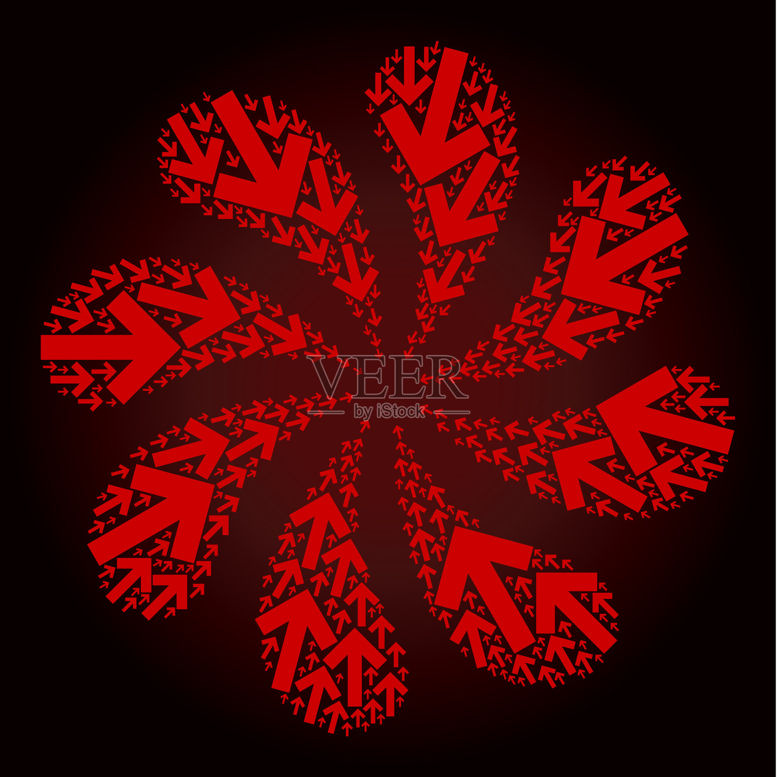 红色内方向箭头图标旋转砰插画图片素材