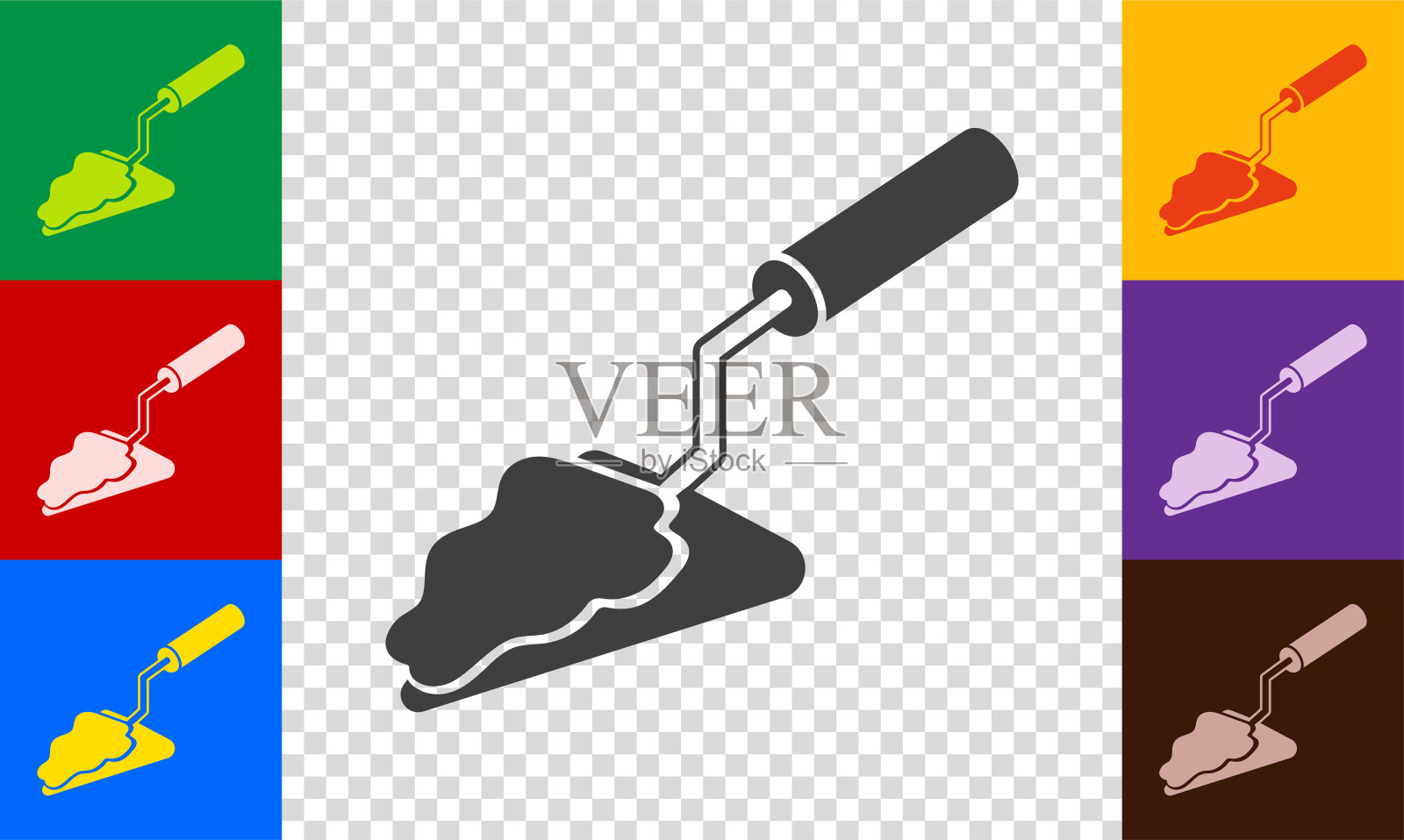 泥瓦匠泥铲图标集。插画图片素材