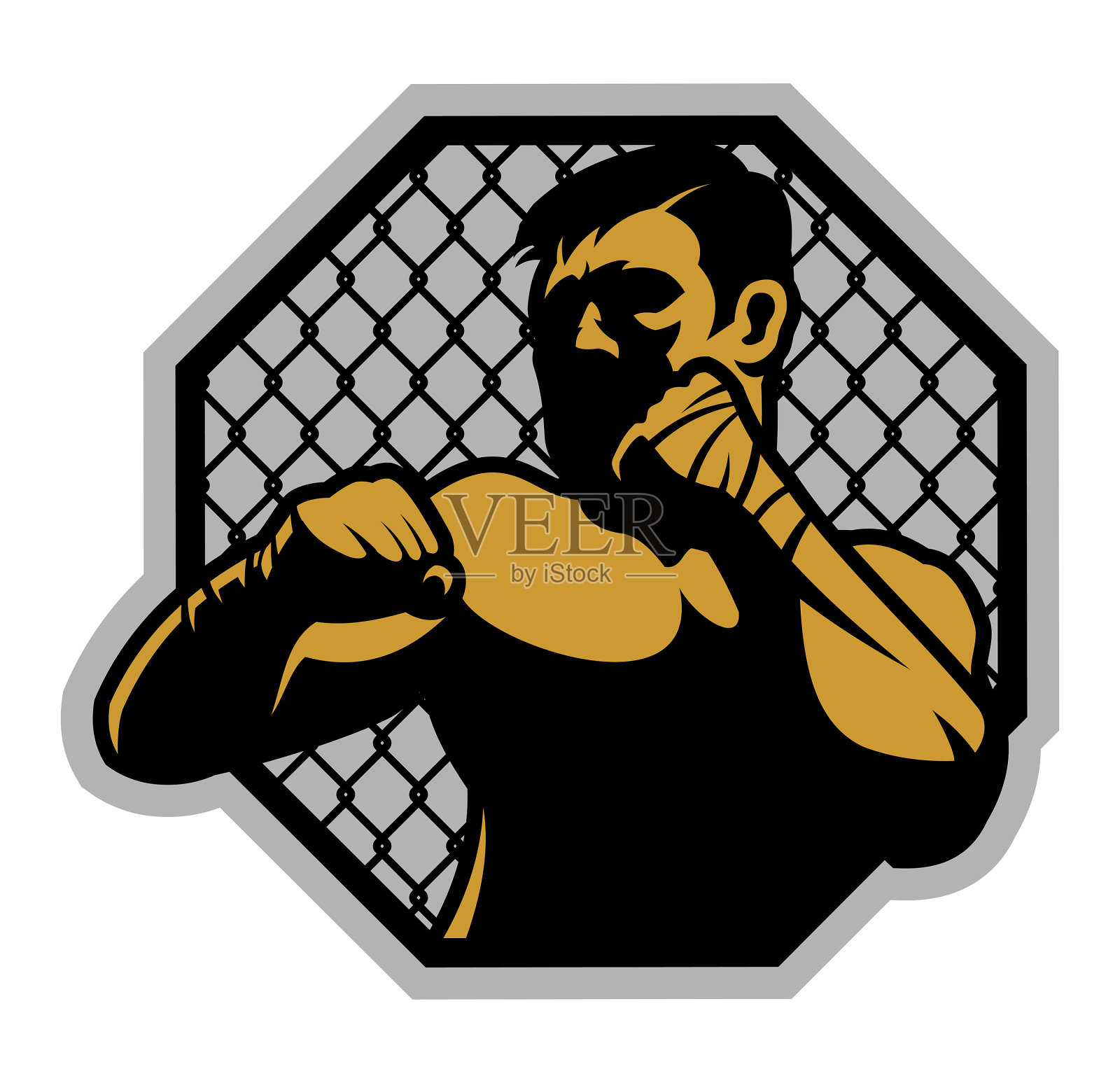 综合格斗选手在架子上插画图片素材