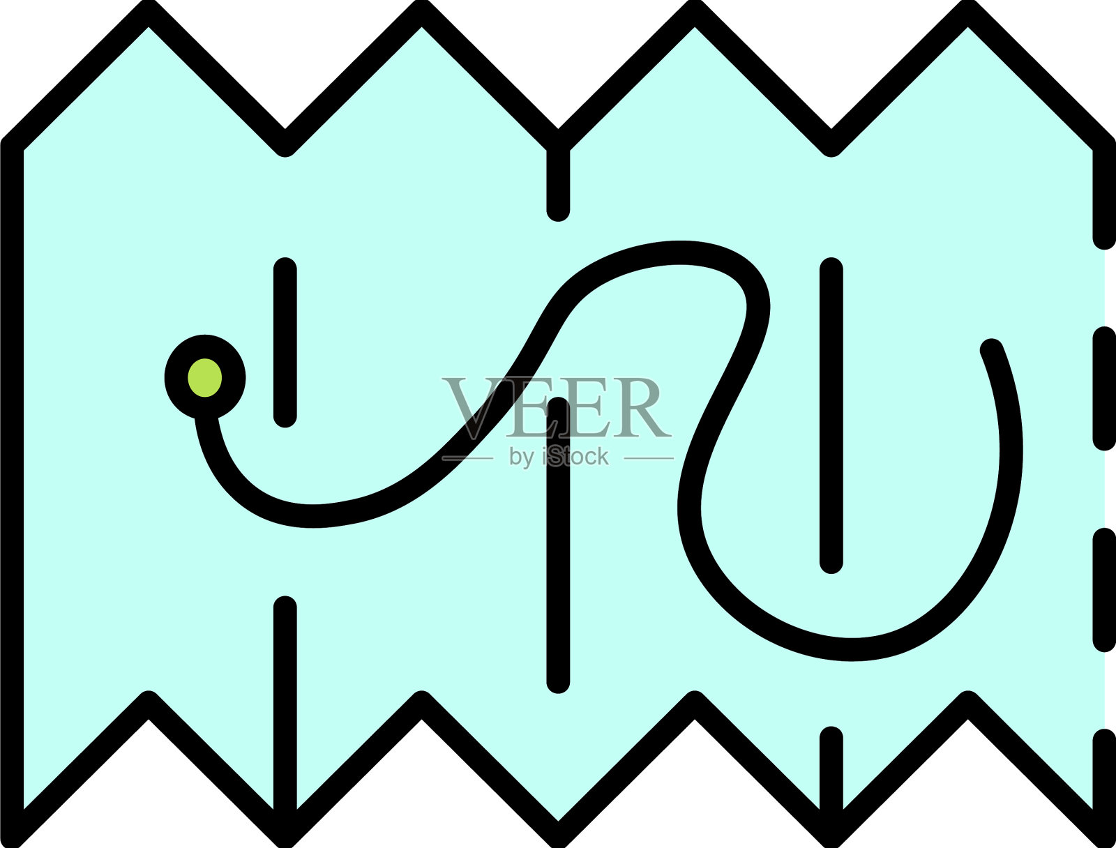 滑雪胜地地图图标颜色轮廓插画图片素材