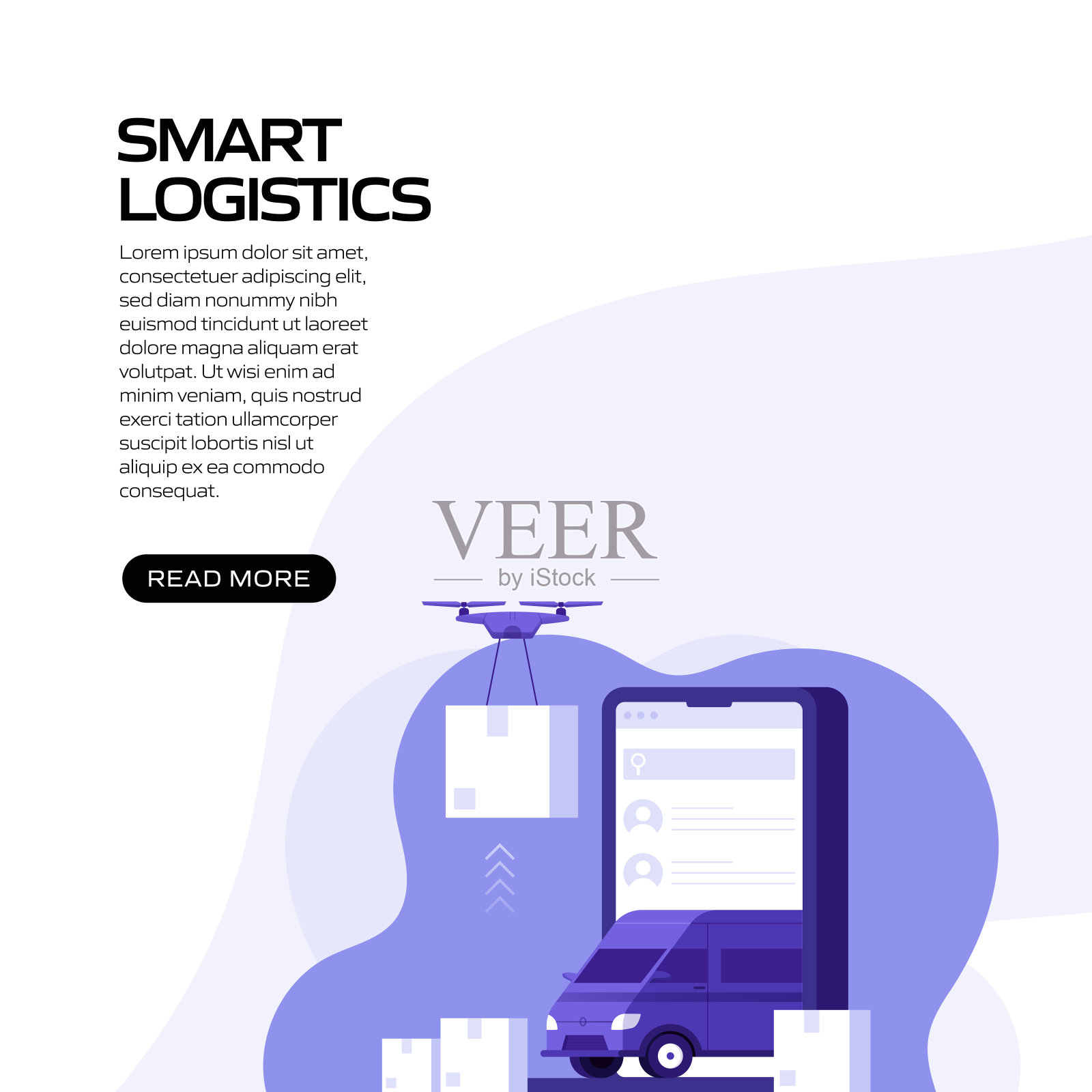 智能物流概念矢量插图用于网站横幅，广告和营销材料，在线广告，商业展示等。插画图片素材