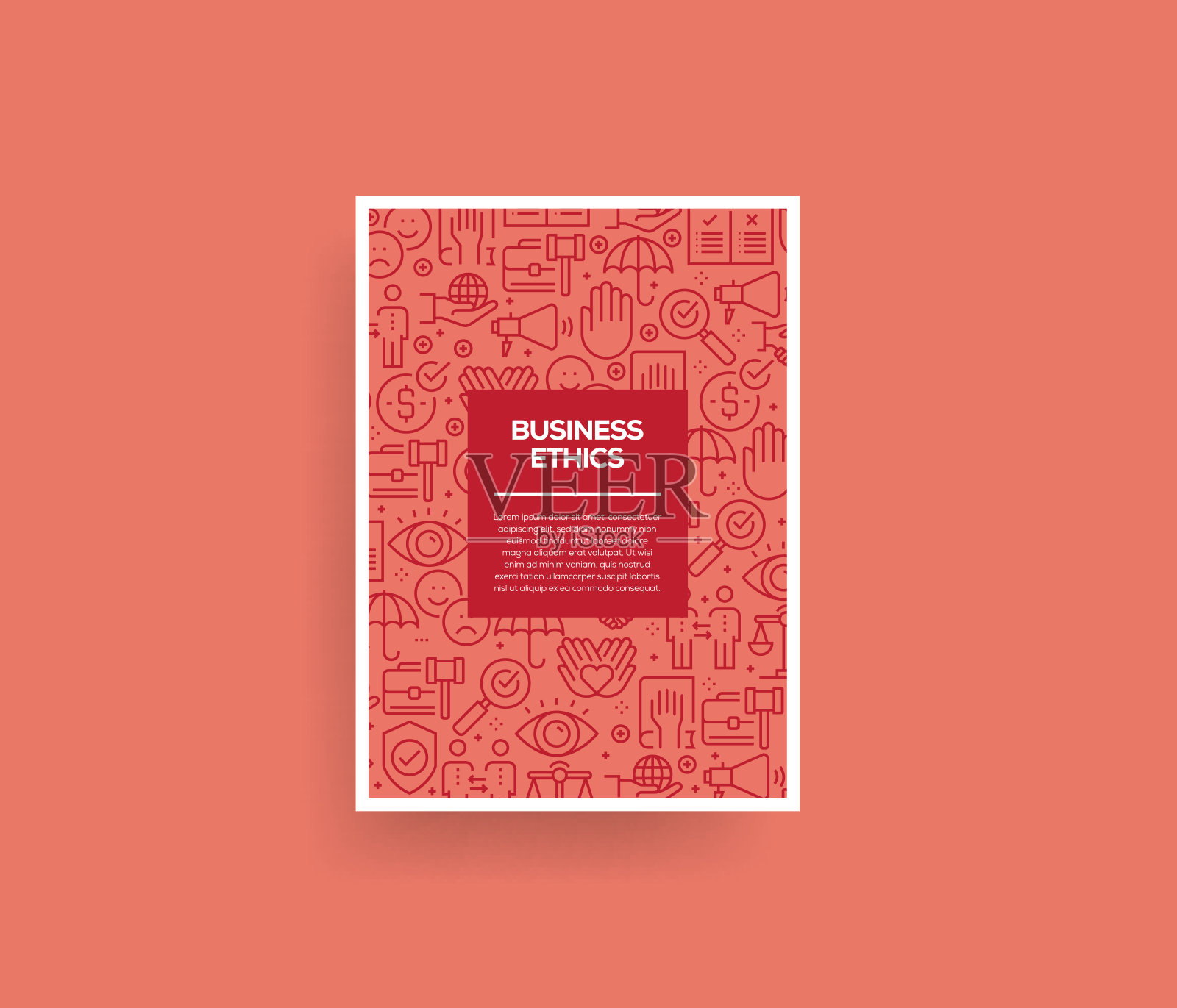 矢量集的设计模板和元素的商业道德在时尚的线性风格-无缝模式与线性图标相关的商业道德-矢量插画图片素材