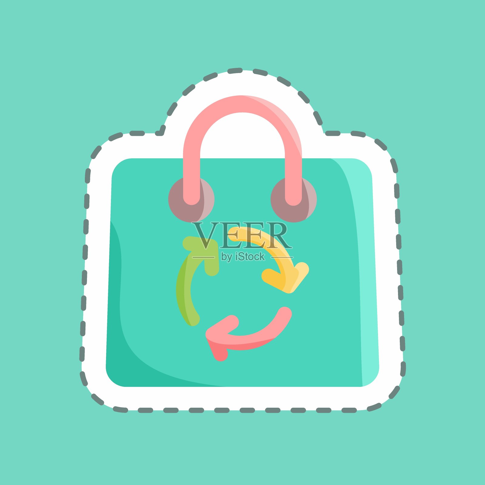 贴纸线切割生态包装。适合教育符号。简单的设计可编辑。设计模板向量。简单的说明插画图片素材