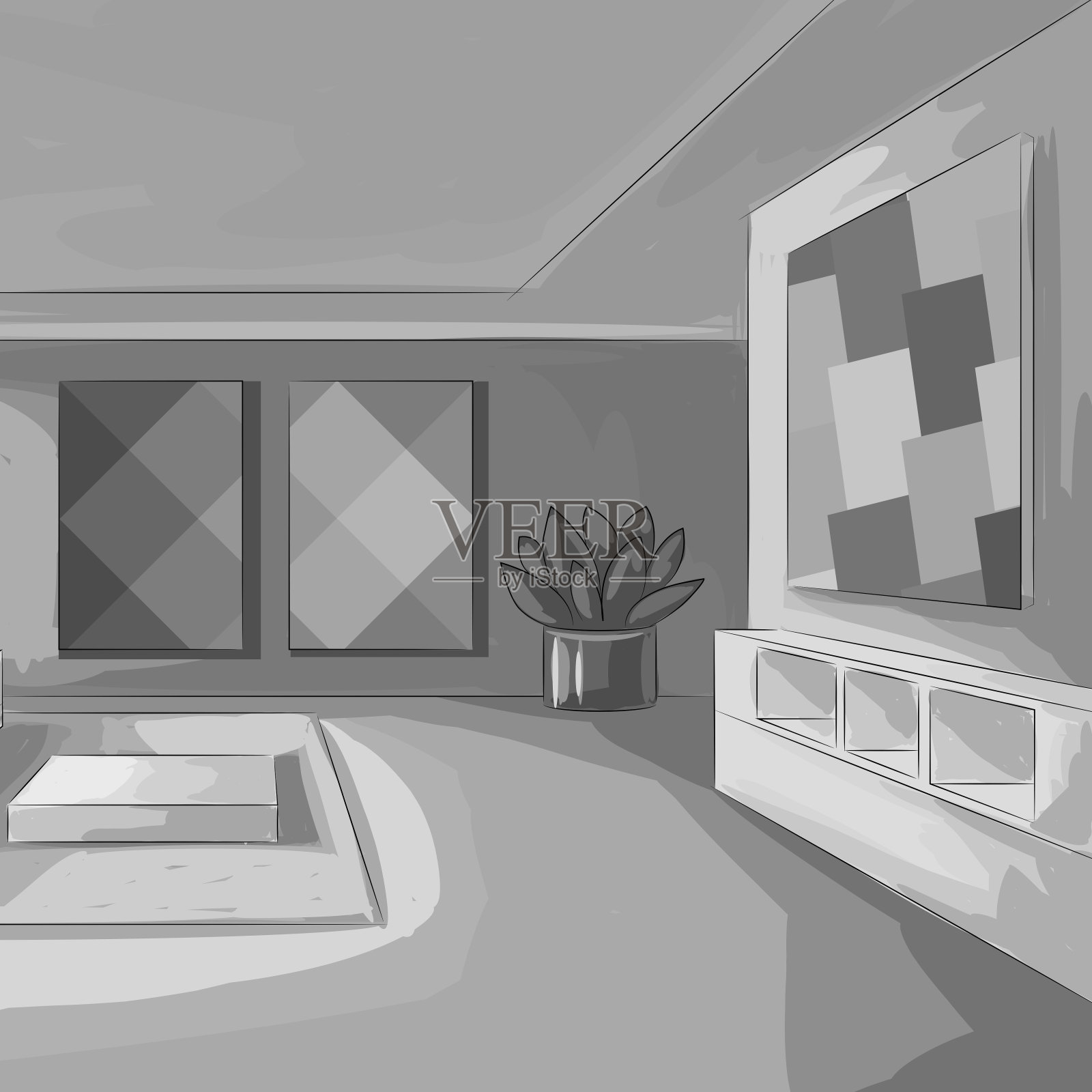 美丽客厅图插画图片素材