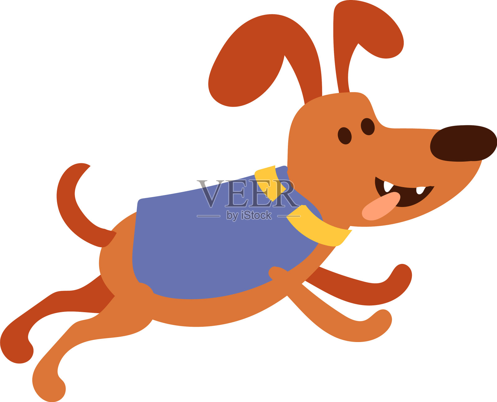 穿着冬装的跑步狗可爱的卡通插画图片素材