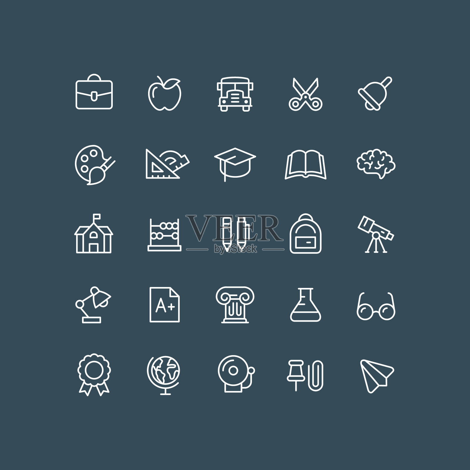 教育线图标可编辑的描边图标素材